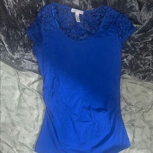 Ambiance Blue Fitted Embellished Blouse